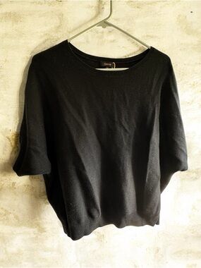 Quince Lightweight Cotton Cashmere Link-Stitch Dolman - Black - Xl